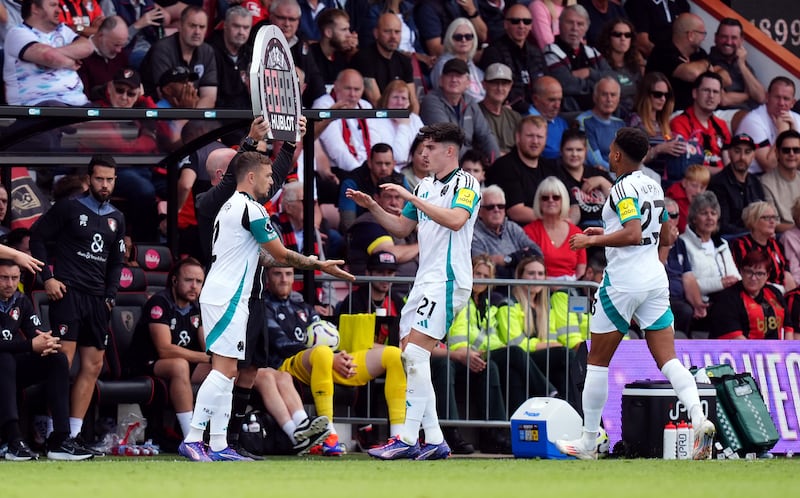 Kieran Trippier (left) replaced Tino Livramento (centre) during Newcastle’s recent trip to Bournemouth