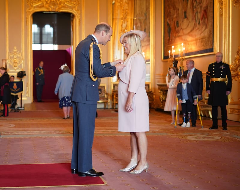 Paula Hudgell is made an OBE by the Prince of Wales at Windsor Castle