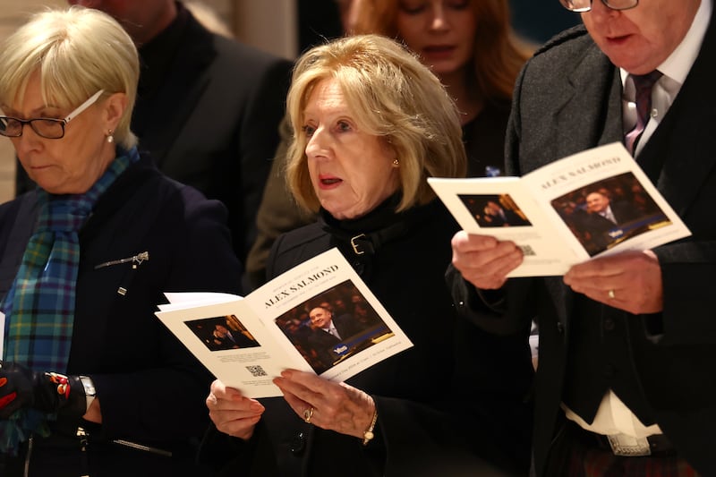 Alex Salmond’s wife Moira was joined by family, friends and political leaders at the memorial service. )Jeff J Mitchell/PA)