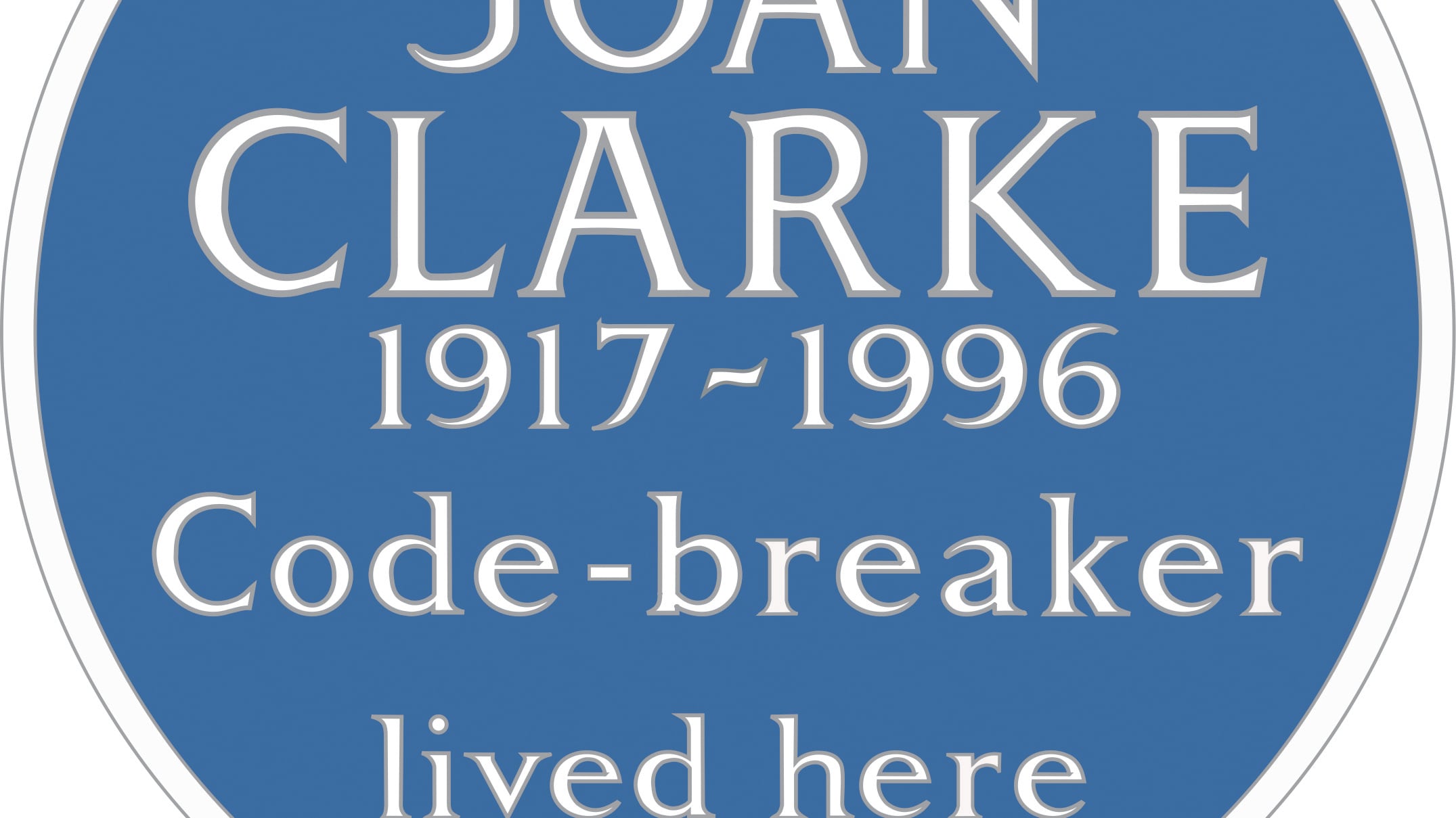 The design of the Joan Clarke national blue plaque