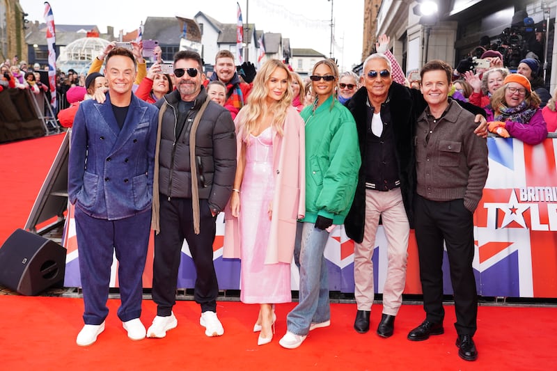 Presenter Ant McPartlin, judges Simon Cowell, Amanda Holden, Alesha Dixon and Bruno Tonioli, and presenter Declan Donnelly arriving for Britain’s Got Talent auditions at the Winter Gardens Blackpool