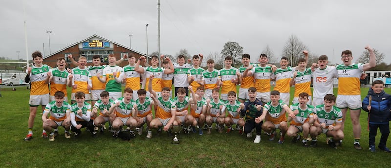 Glenariffe-Glenravel celebrate after beating Lavey in the Ulster Club Minor Hurling Championship final at Ballinascreen on Tuesday 31st December 2024. Picture Margaret McLaughlin