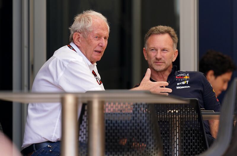 Red Bull Racing consultant Helmut Marko (left) with team principle Christian Horner
