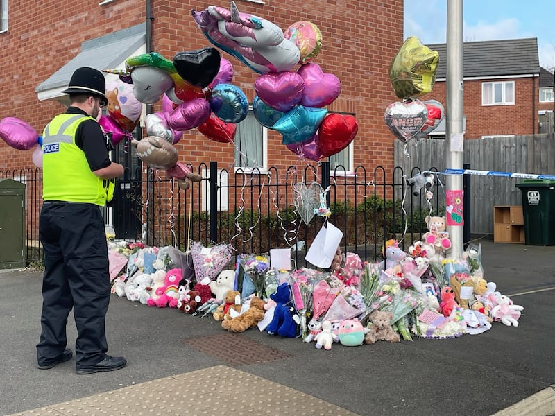 Floral tributes were left at the entrance to Robin Close, Rowley Regis in the days after she was killed