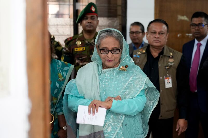 Bangladesh ousted prime minister Sheikh Hasina (Altaf Qadri/AP)