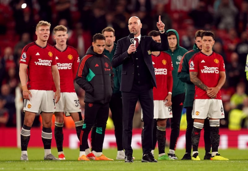 Erik ten Hag gave a rousing speech to the crowd after beating Newcastle 3-2 on Wednesday
