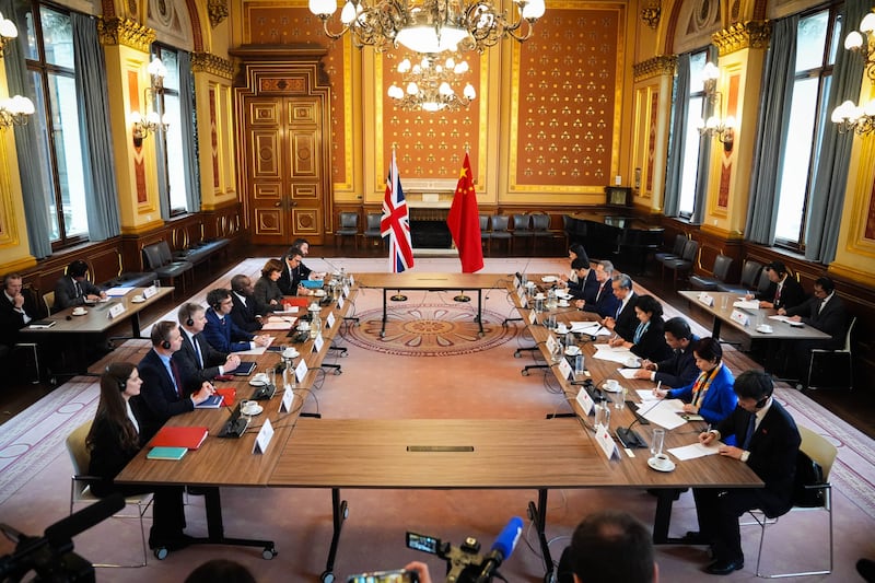 The Foreign Secretary and his team meet the Chinese delegation at the Foreign, Commonwealth and Development Office (FCDO) in London