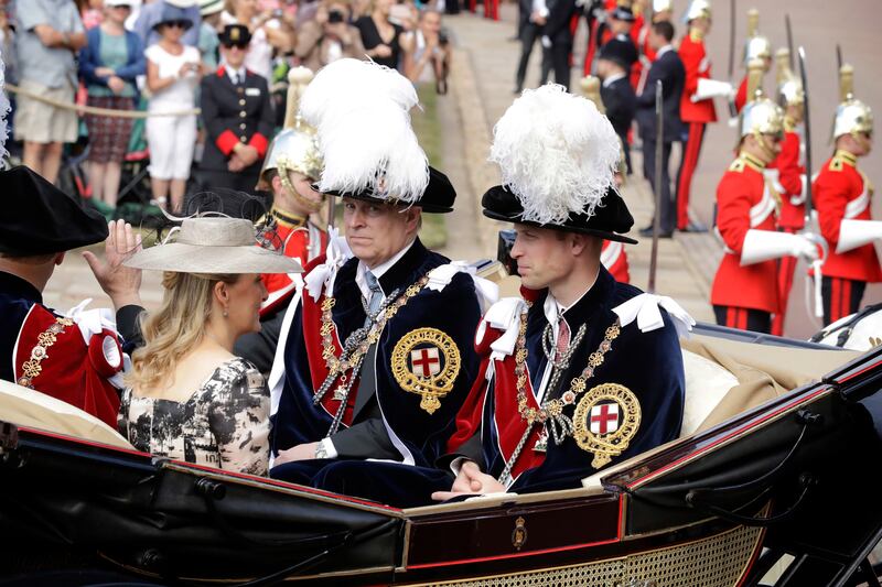 The Duke of York pictured with his nephew the Prince of Wales, taking part in Garter Day