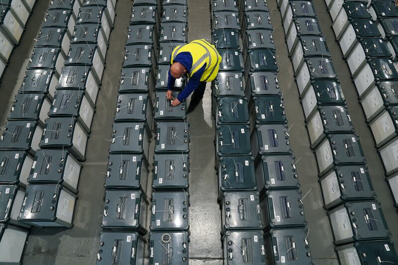 Ballot boxes being prepared for the election