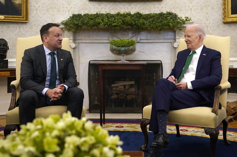 Taoiseach Leo Varadkar (left) at a bilateral meeting with President Joe Biden in the Oval Office at the White House in Washington, DC.