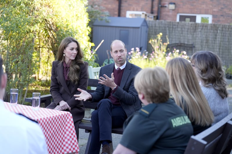 The Prince and Princess of Wales speak to members of the emergency services