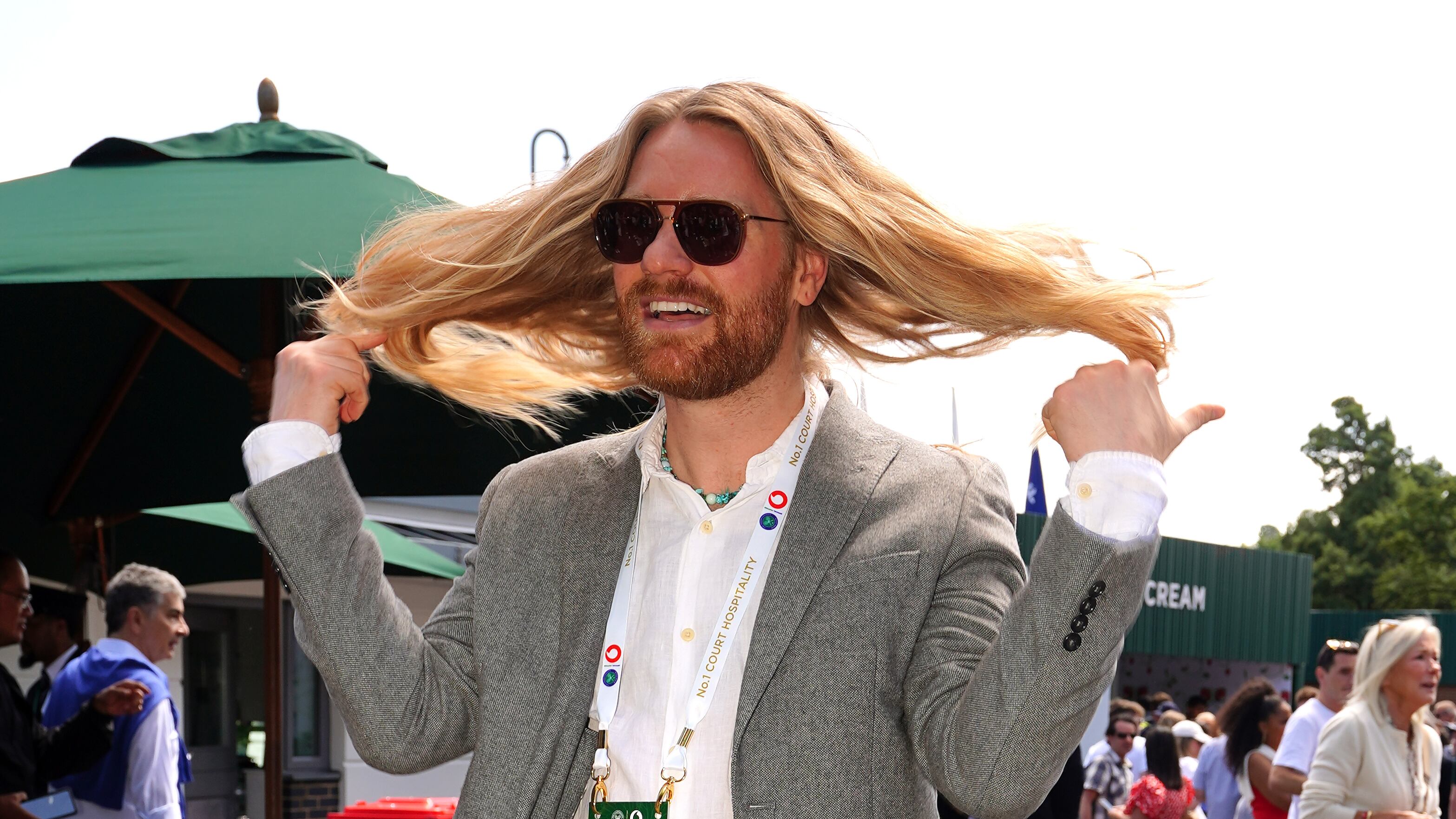 Sam Ryder was among the celebrities enjoying Wimbledon on day four of the championships
