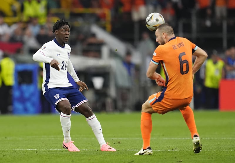 Kobbie Mainoo (left) has made a big impression on the England squad