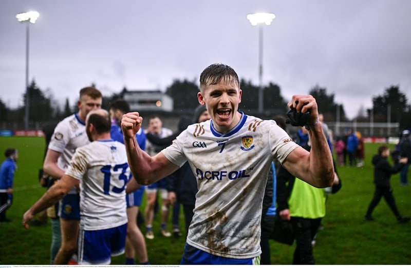 Ruairi Forbes leads the Ballinderry celebrations after Saturday's All-Ireland IHC semi-final victory over Austin Stacks. Photo by Ben McShane/Sportsfile