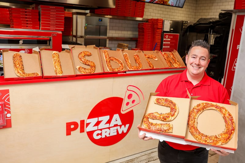 Owner of Pizza Guys Ciaran Kelly in a Pizza Crew outlet.