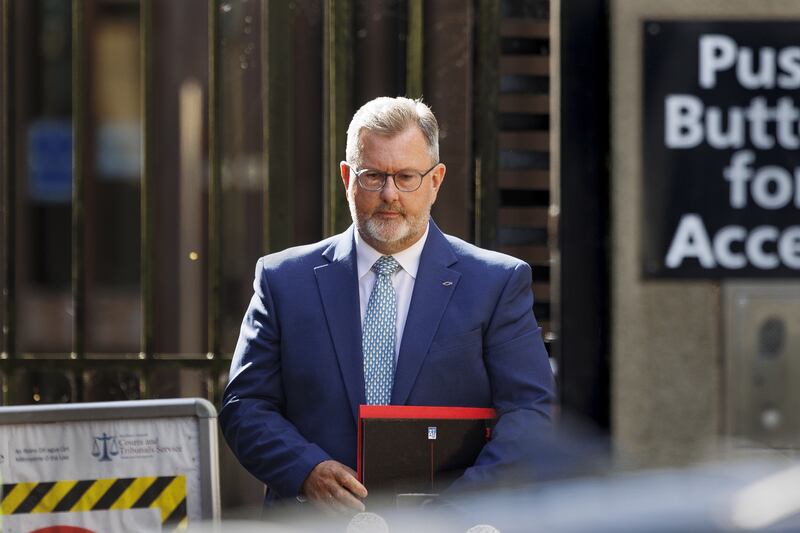 Former DUP leader Sir Jeffrey Donaldson during a previous hearing at Newry Courthouse