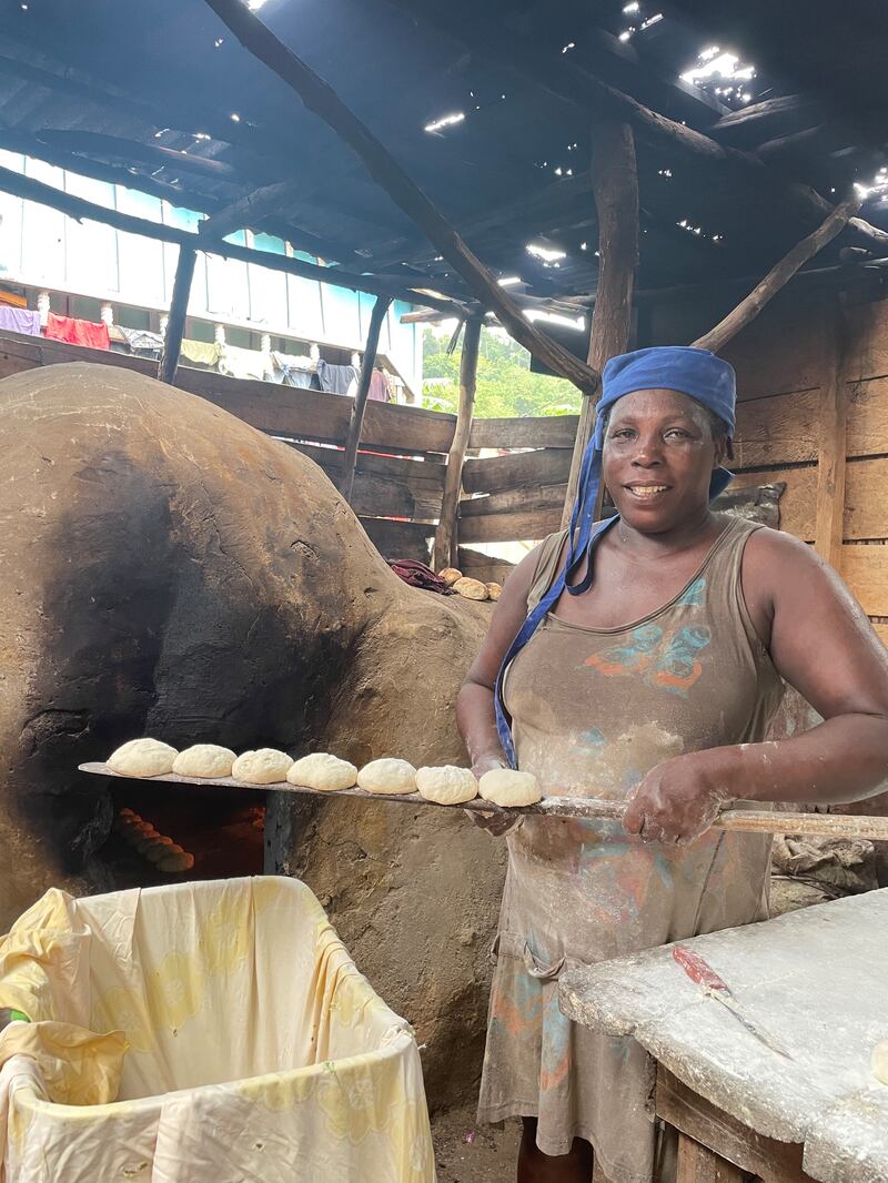 Baking bread on Principe