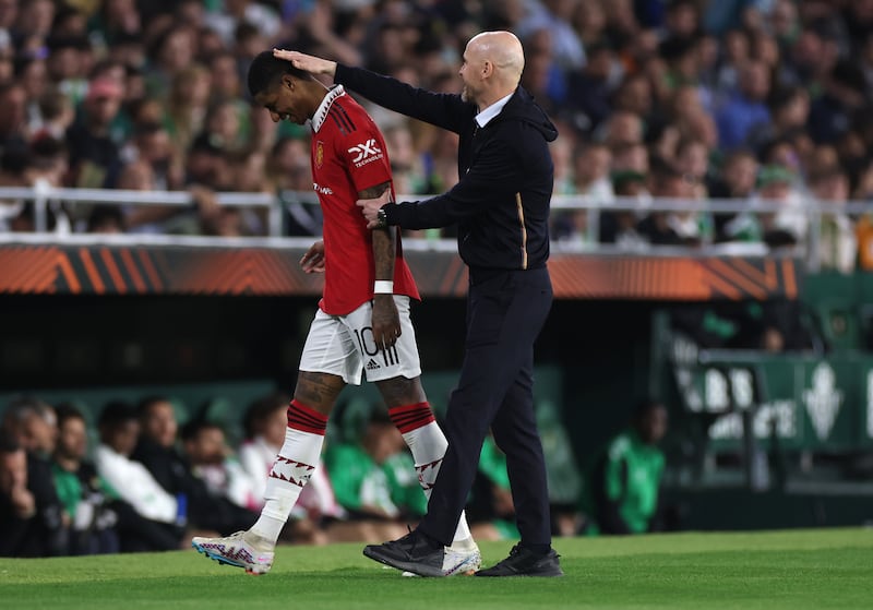 Marcus Rashford, left, is back in favour with Erik ten Hag