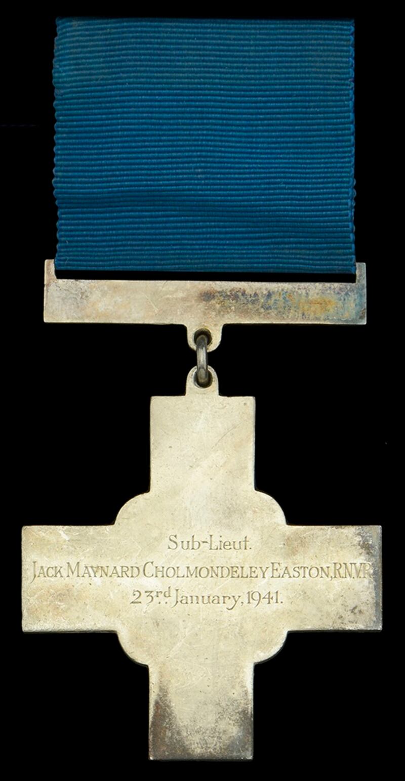 The George Cross medal was awarded to Sub Lt Easton for his work diffusing mines during the Blitz. Noonans Mayfair/PA