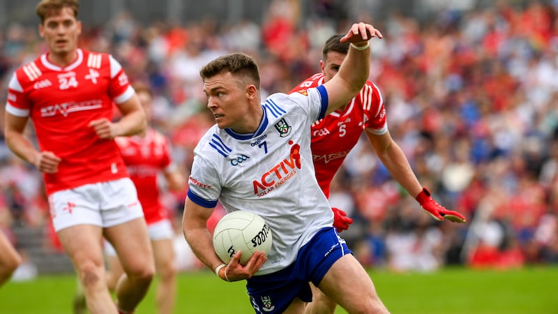 Conor McCarthy of Monaghan in action against Louth.