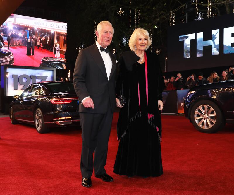 Charles and Camilla at the Royal Film Performance of 1917 at the Odeon Luxe in Leicester Square in 2019