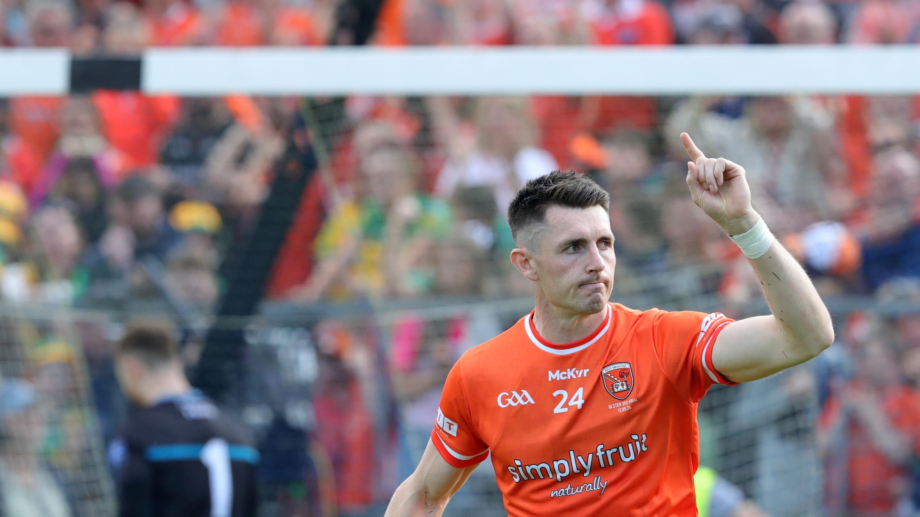 Shane McParland celebrates scoring Armagh's first penalty - but the Lurgan man was unlucky to see his second saved by Shaun Patton in the shoot-out. Picture by Philip Walsh
