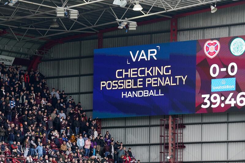 A VAR review led to a penalty for Hearts