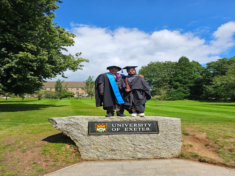 Abdallah and Alhanof Alharbi, 20, marked their educational achievements on the same day at the University of Exeter