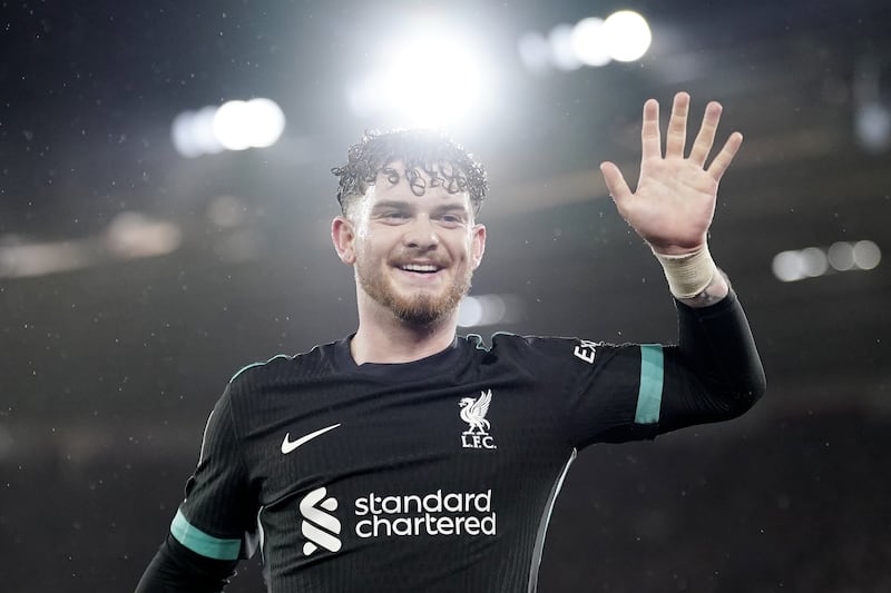 Liverpool’s Harvey Elliott celebrates his goal