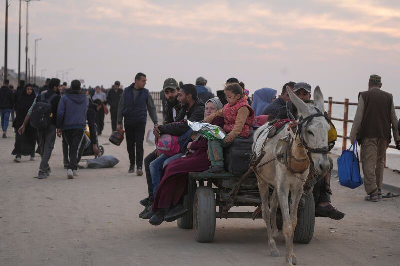 Hundreds of thousands of Palestinians have begun to return to their homes in Gaza as the ceasefire stretches into a second week (Abdel Kareem Hana/AP)