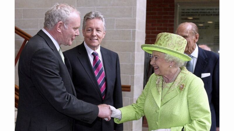 Historic moment Martin McGuinness shook hands with Queen Elizabeth ...