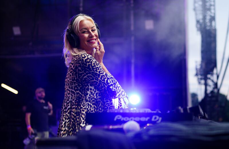 Denise van Outen performing a DJ set at Flackstock in July