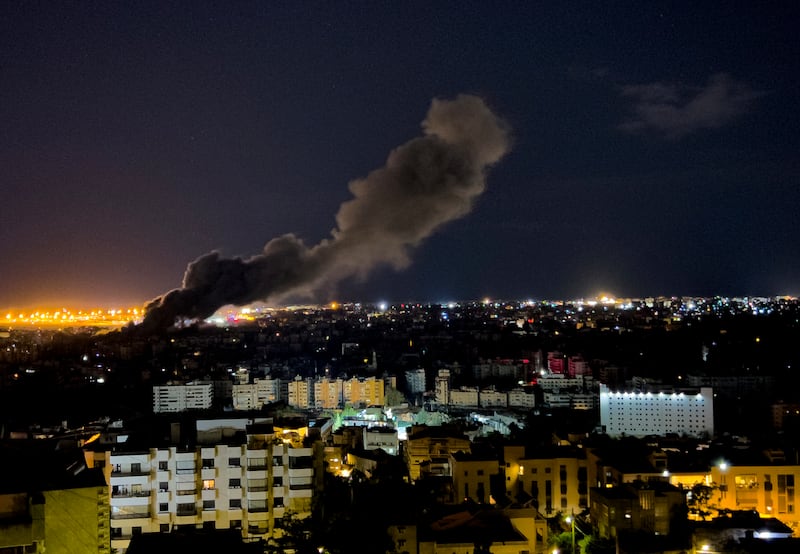 Smoke rises from an attack in Beirut, Lebanon, after Israel invaded in the early hours of Tuesday (Hussein Malla/AP)