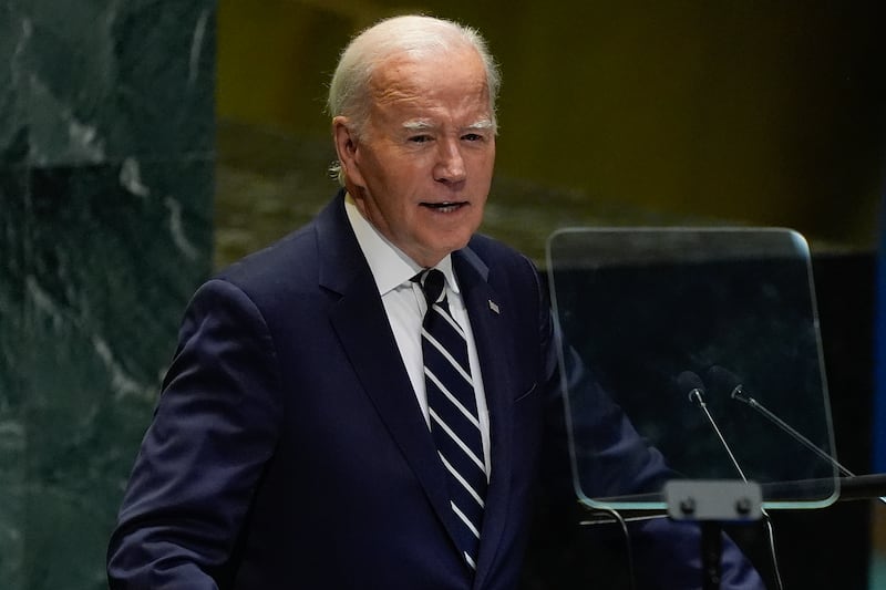 US President Joe Biden addresses the 79th session of the United Nations General Assembly (Julia Demaree Nikhinson/AP)