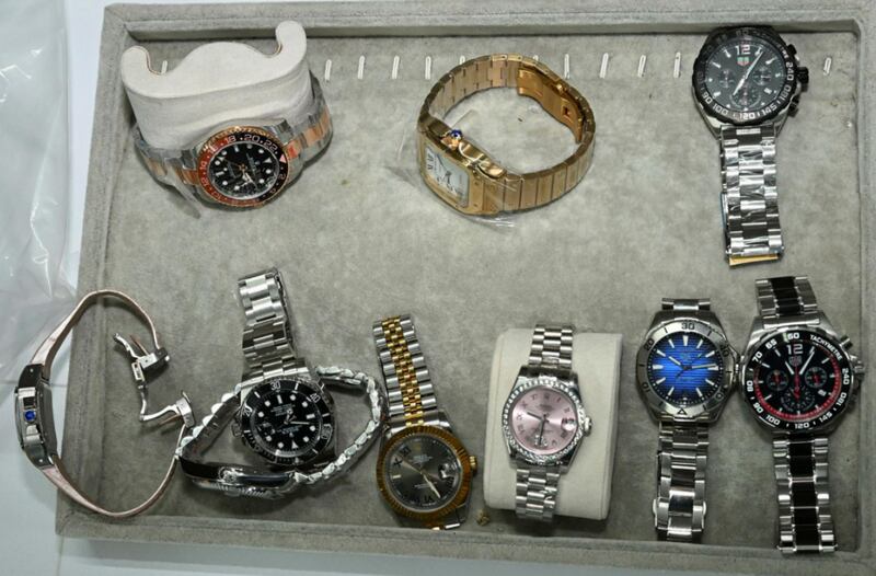 Counterfeit watches recovered by police in Dungiven on Thursday. PICTURE: PSNI