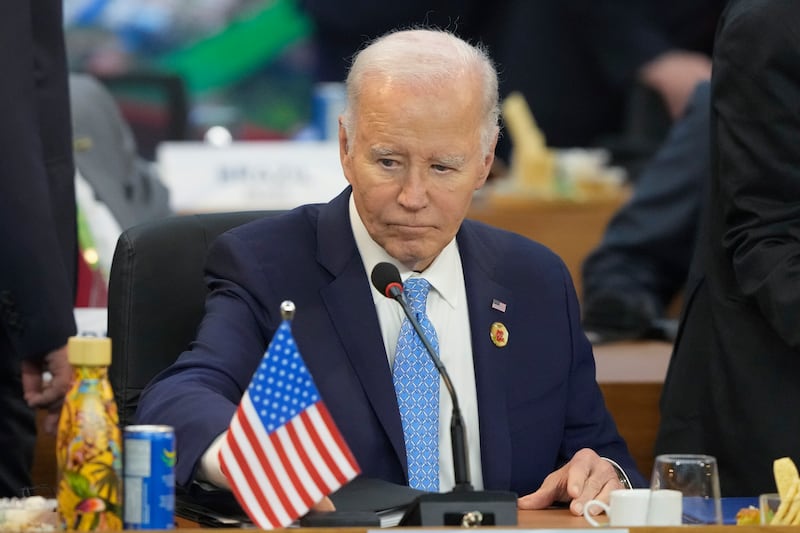 US President Joe Biden attends the G20 summit leaders meeting in Rio de Janeiro (Eraldo Peres/AP)