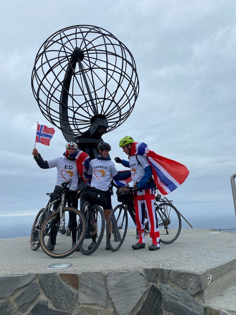 They celebrated after reaching the finishing line in Nordkapp