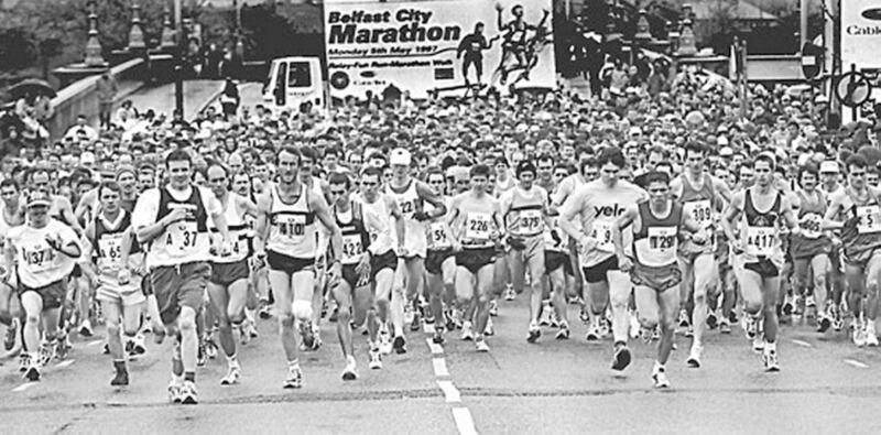 MARATHON MANIA... runners take to the streets of Belfast for the gruelling test of endurance 