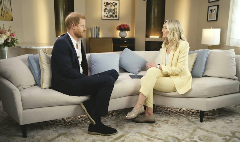 Harry being interviewed by ITV News’ Rebecca Barry The phone hacking scandal exposed a murky tabloid world where stealing secrets was big business and privacy meaningless. It’s been almost two decades since the story broke and subsequent legal actions have revealed that hacking was apparently just the start, with victims accusing some of Britain’s biggest newspapers of tapping landlines, fitting properties with listening devices and even burglaries to order – in the name of journalism – allegations that have been strongly denied. Featuring Prince Harry’s first major interview since the conclusion of his court case with the Mirror News Group earlier this year, this documentary hears about his continuing fight to expose the illegal tactics of Britain’s tabloid press and explores what those in charge at Fleet Street really knew as this scandal unfolded. ITV News’ Rebecca Barry meets high-profile celebrities, including Hugh Grant, Charlotte Church and Paul Gascoigne, as well as people catapulted into the public eye, whose lives were ripped apart by the newspapers. Against a backdrop of new and impending civil trials, Barry speaks to the journalists and private investigators who stopped at nothing to get their headline and asks what should happen next. (C) ITN For further information please contact Peter GrayMob 07831460662 / peter.gray@itv.comThis photograph is (C) *** and can only be reproduced for editorial purposes directly in connection with the programme or event mentioned herein.Once made available by ITV plc Picture Desk, this photograph can be reproduced once only up until the transmission [TX] date and no reproduction fee will be charged.Any subsequent usage may incur a fee.This photograph must not be manipulated [excluding basic cropping] in a manner which alters the visual appearance of the person photographed deemed detrimental or inappropriate by ITV plc Picture Desk.This photograph must not be syndicated to any other company, publication or website, or permanently archived, without the express written permission of ITV Picture Desk.Full Terms and conditions are available on the website www.itv.com/presscentre/itvpictures/terms