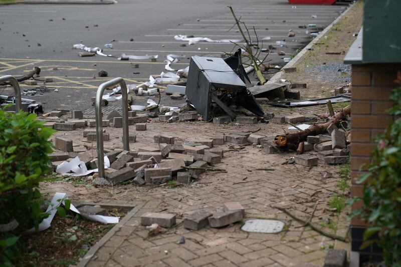 Cameron Bell joined a group in the town centre after damage was caused to a nearby hotel