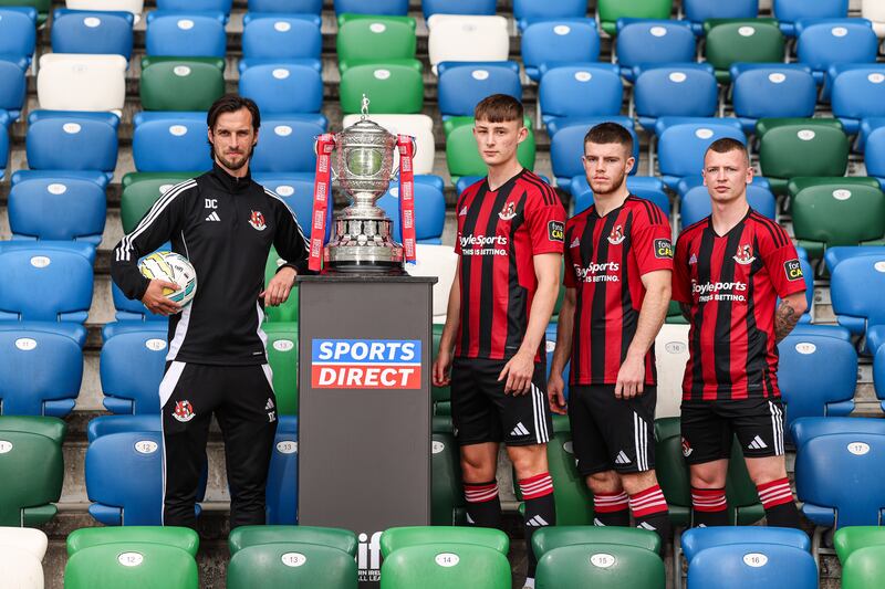 Crusaders manager Declan Caddell at the launch of the 2024/25 Sport Direct Premiership season