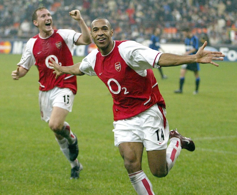 Thierry Henry, right, scored twice on Arsenal’s only previous visit to Inter Milan