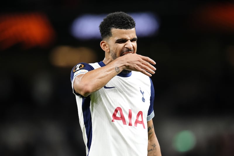 Tottenham’s Dominic Solanke jarred a knee during the defeat to Ipswich