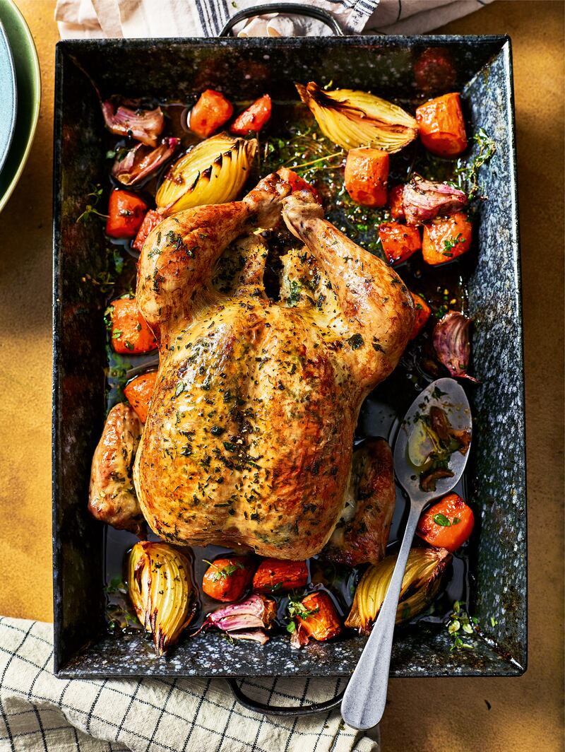 Garlic and herb roast butter chicken from The Skint Cook