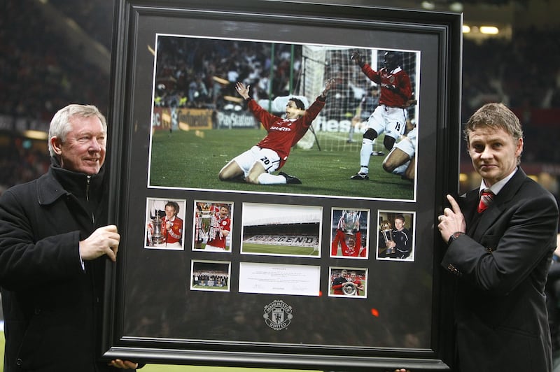 Ole Gunnar Solskjaer, right, fired United and Ferguson to Champions League glory