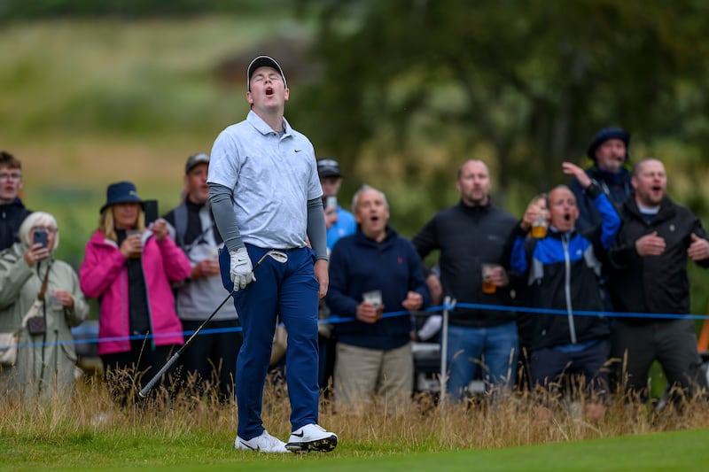 Robert MacIntyre reacts on the 17th hole during day three of the Genesis Scottish Open