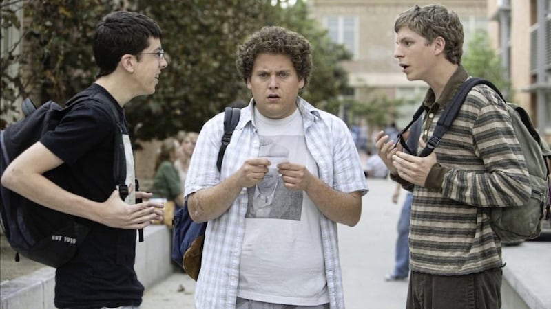 Christopher Mintz-Plasse, Jonah Hill and Michael Cera in Superbad 