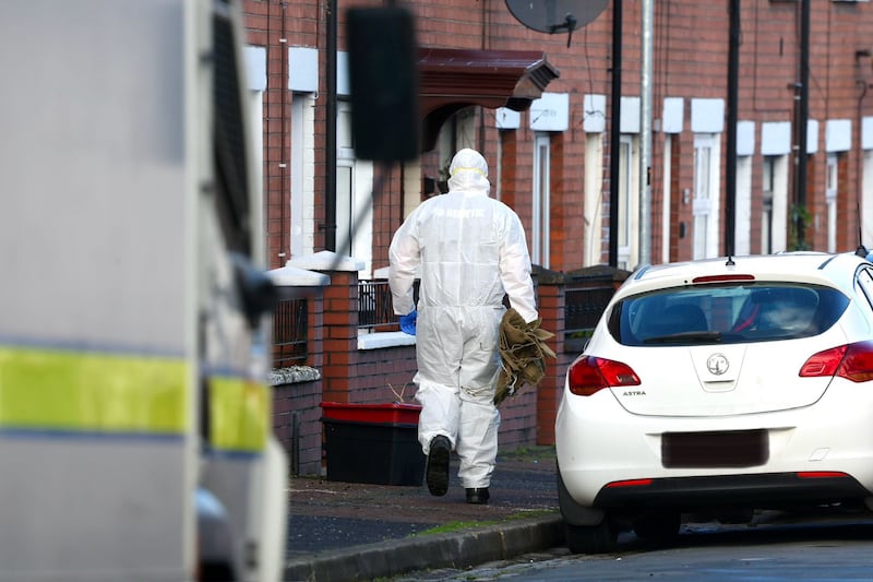 Police and Army Technical Officers remained at the scene on Empire Street on Wednesday afternoon. PICTURE: MAL MCCANN