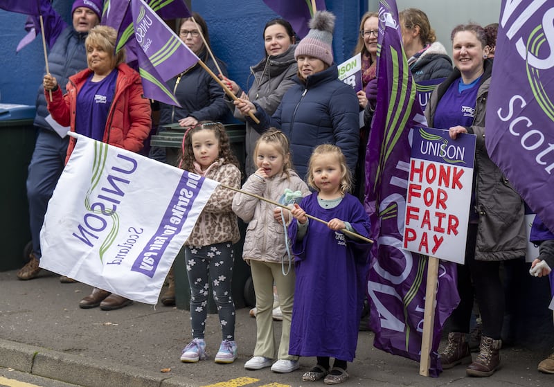 Children were among those joining the picket line