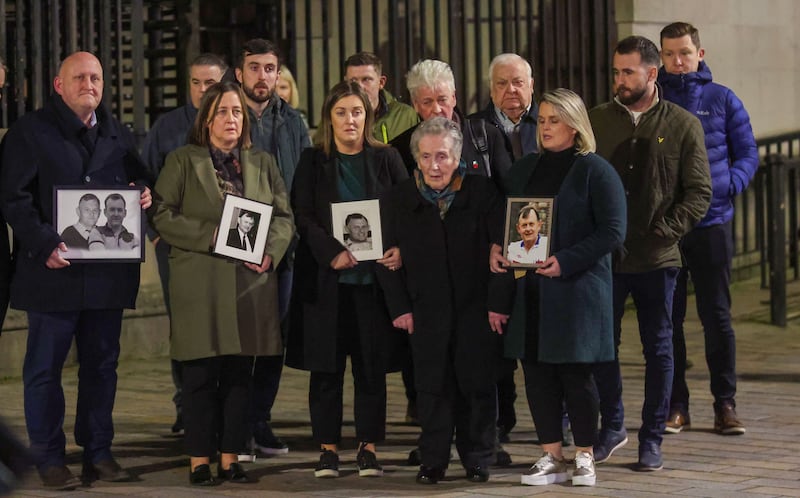 The widow of murdered GAA official Sean Brown, Bridie Brown and Family at Belfast High Court.
PICTURE COLM LENAGHAN